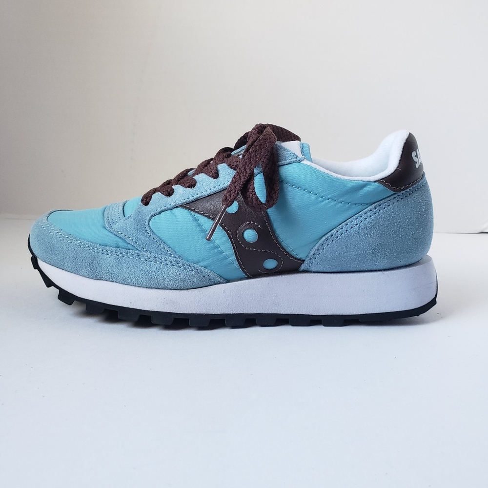 Saucony Jazz Original Vintage Shoes Women Size 5.5 Blue Brown Suade Sneakers